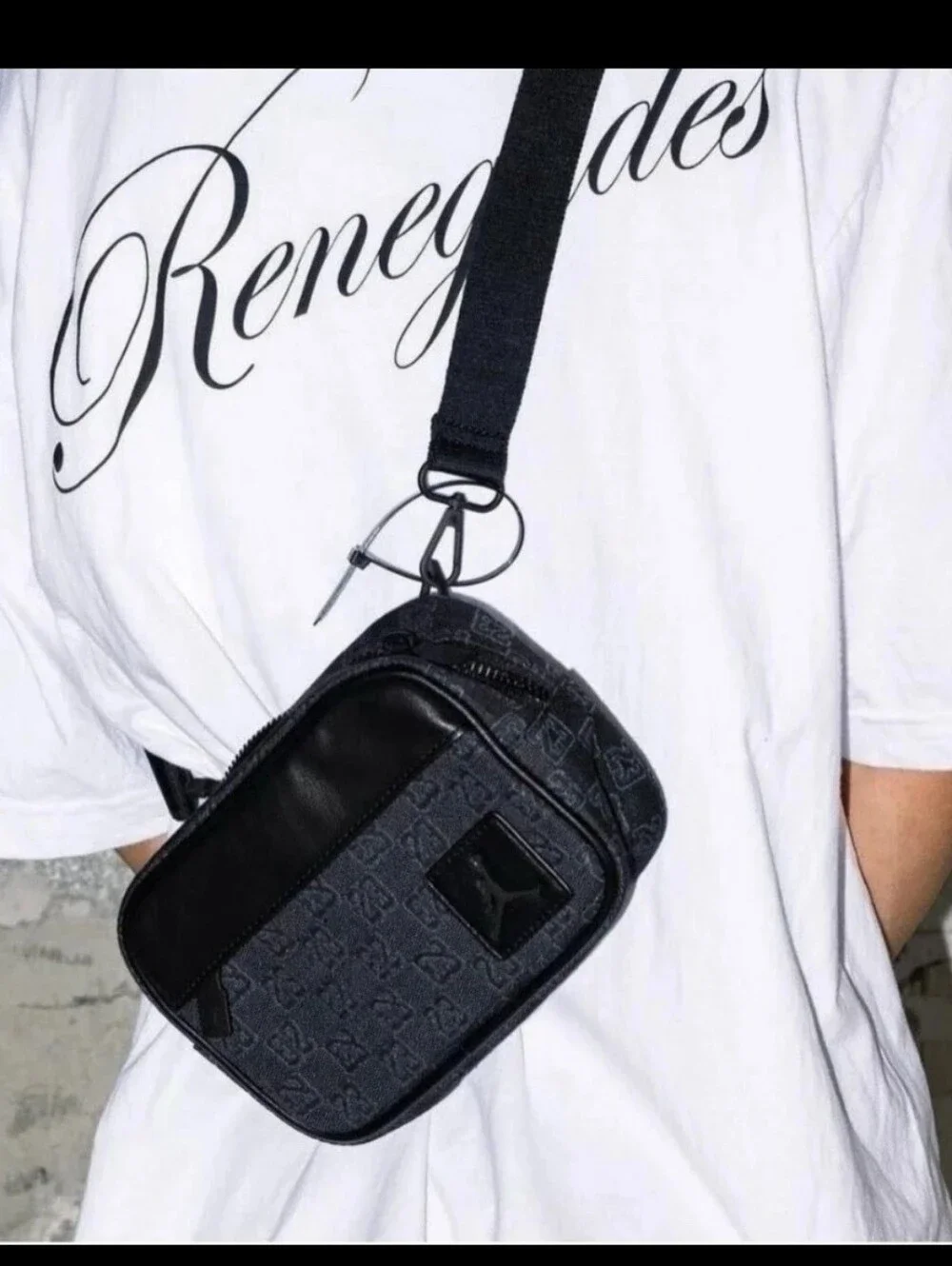 New! Jordan Jam 23 Monogram Jacquard Camara Crossbody Bag Black